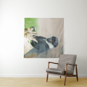 Tenture Singe de L'Hoest sur une Perche en Bois  (En situation (horizontale))