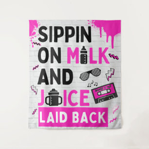 Tenture Sippin sur le lait et le jus Hip hop rose/noir Ann