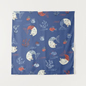 Tenture Sirène de chat, motif transparent texturé. (Devant)