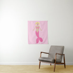 Tenture Sirène Fantastique Rose Clair