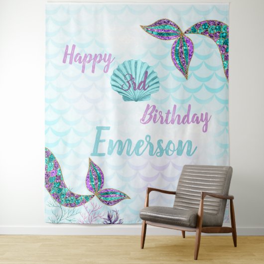 Tenture Sirène, fond d'écran, fond d'écran d'anniversaire, (En situation)