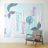 Tenture Sirène, Fond, Fond d'anniversaire, selfie (En situation (horizontale))