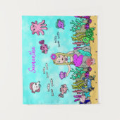 Tenture Sirène personnalisée sous le mur de la mer (Devant)