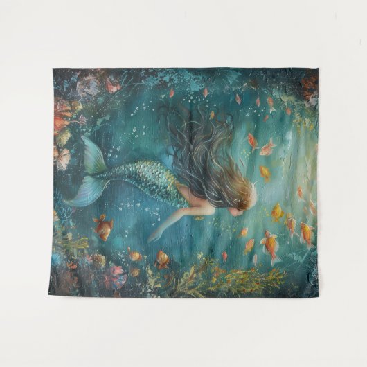 Tenture Sirène Sous La Mer (Devant (Horizontal))