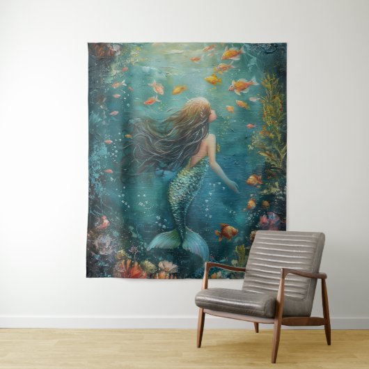 Tenture Sirène Sous La Mer (En situation)