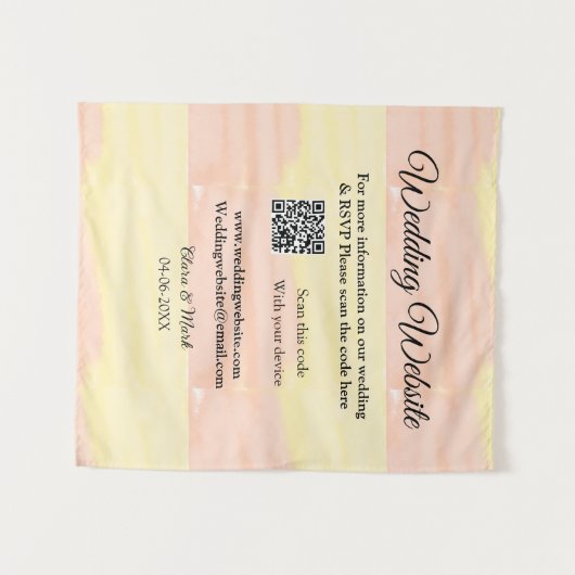 Tenture Site web de mariage ajouter code Q R scan ajout no (Devant (Horizontal))