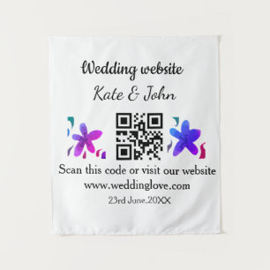 Tenture Site web de mariage minimal simple Q R code ajoute