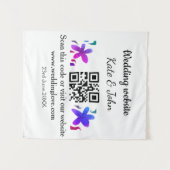 Tenture Site web de mariage minimal simple Q R code ajoute (Devant (Horizontal))