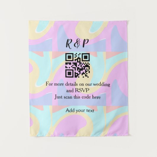 Tenture site web de mariage rsvp q r code ajouter nom text (Devant)