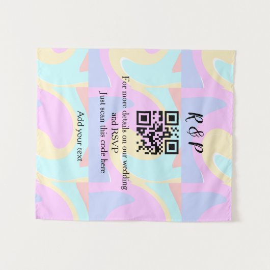 Tenture site web de mariage rsvp q r code ajouter nom text (Devant (Horizontal))