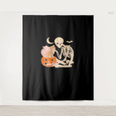 Tenture Skeleton Hugging Cat Halloween Amoureux des chats (Devant)