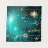 Tenture Skeleton Keys on Green Background (Devant (Horizontal))