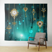 Tenture Skeleton Keys on Green Background (En situation (horizontale))