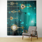 Tenture Skeleton Keys on Green Background (En situation)