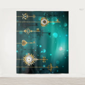 Tenture Skeleton Keys on Green Background (Devant)