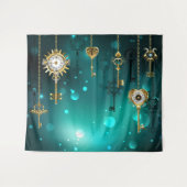 Tenture Skeleton Keys on Green Background (Devant (Horizontal))