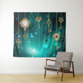 Tenture Skeleton Keys on Green Background (En situation (horizontale))