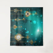 Tenture Skeleton Keys on Green Background (Devant)