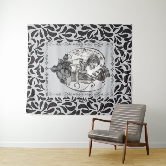 Tenture Skeleton Love Couple Mariage Danse (En situation (horizontale))