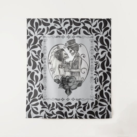 Tenture Skeleton Love Couple Mariage Danse (Devant)