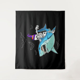 Tenture Skeleton Riding Shark Funny - Cadeau d'Halloween f