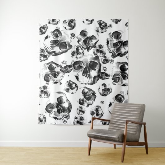 Tenture Skeleton Skull Art Pattern (En situation)