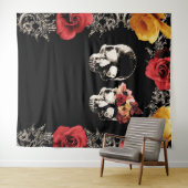 Tenture Skeleton Skull Rouge Jaune Photographie fond (En situation (horizontale))