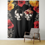 Tenture Skeleton Skull Rouge Jaune Photographie fond (En situation)