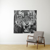 Tenture Sketch of a wild tiger in black and whiteblack,whi (En situation)