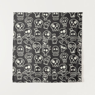 Tenture Sketchchy noir crâne papier peint sans couleur