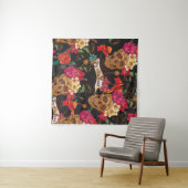 Tenture Skull and Flowers Day of The Dead Seamless Backgro (En situation (horizontale))