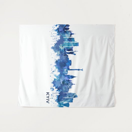 Tenture Skyline bleu Kiev Ukraine (Devant (Horizontal))
