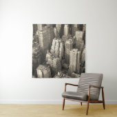 Tenture Skyline de Manhattan, aérien noir et blanc. (En situation)