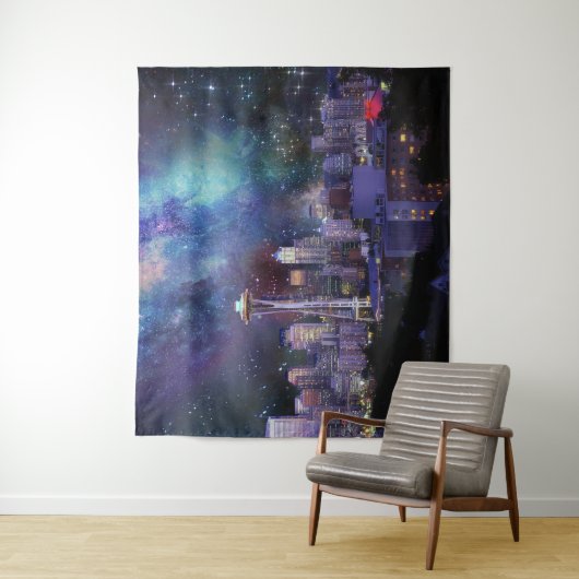 Tenture Skyline Spacey Seattle (En situation)