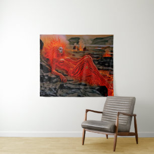 Tenture "Sleeping Magma" - Portrait de femme volcanique