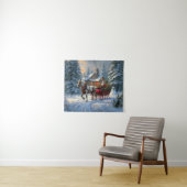 Tenture Sleigh Père Noël à cheval de Noël (En situation (horizontale))