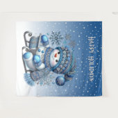 Tenture Sliding Snowman Christmas Holiday Backdrop (Devant (Horizontal))