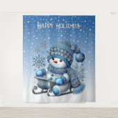 Tenture Sliding Snowman Christmas Holiday Backdrop (Devant)