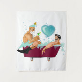 Tenture SlipperyJoe's deux gays hommes aiment la baignoire (Devant)