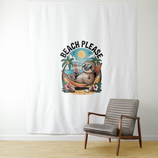 Tenture Sloth avec glace Crème Plage d'été S'il vous plaît (En situation)