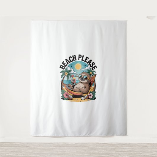 Tenture Sloth avec glace Crème Plage d'été S'il vous plaît (Devant)