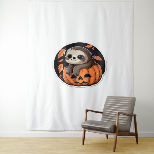 Tenture Sloth citrouille Halloween autocollant Surdimensio (En situation)