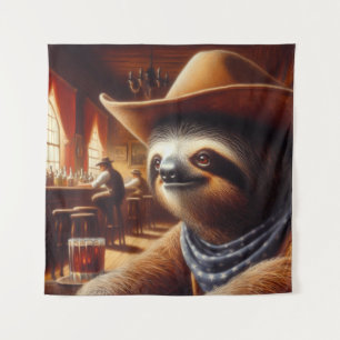 Tenture Sloth Cowboy à Saloon