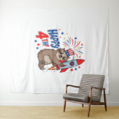 Tenture Sloth Happy 4th Rocket Fireworks USA (En situation (horizontale))