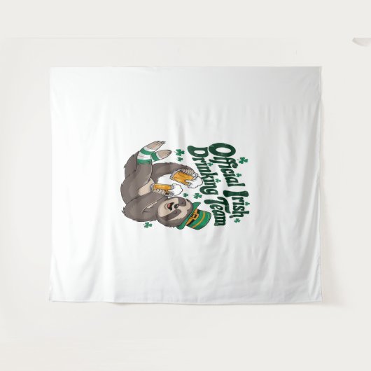 Tenture Sloth Irish Drinking St Patrick's Day (Devant (Horizontal))
