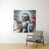 Tenture Sloth Knight Fighting Dragons (En situation)