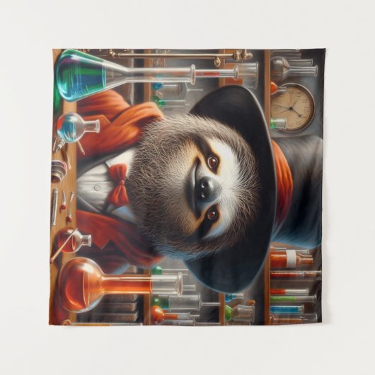 Tenture Sloth Mad Scientifique (Devant (Horizontal))