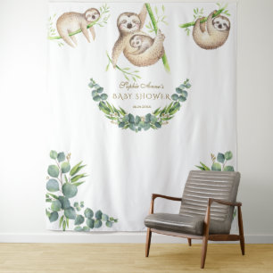 Tenture Sloth Tropical Floral Baby shower Photo Booth Prop