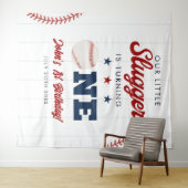 Tenture Slugger Baseball 1st Birthday Photo Backdrop (En situation (horizontale))