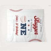 Tenture Slugger Baseball 1st Birthday Photo Backdrop (Devant (Horizontal))